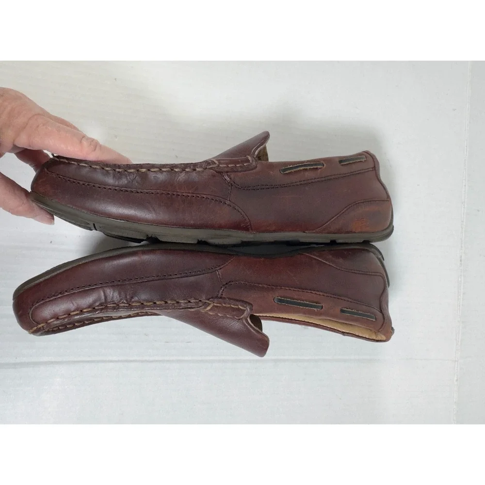 Sperry Top-Sider Loafers Men 9.5M Brown Leather Slip-On Moc Toe Preppy Boat Shoe